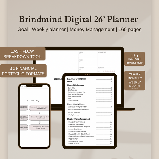 [30% OFF AT CHECKOUT] 2026 Brindmind Digital Planner